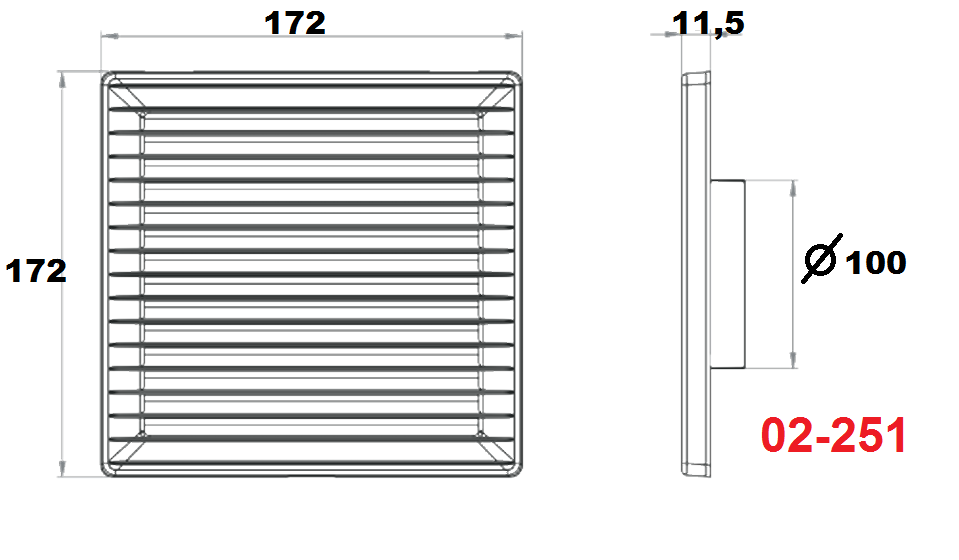 Решітка вентиляційнa AirRoxy AKUSzS пластикова 170x170 мм 100 мм Grey (02-251) - фото 3 Решітка вентиляційнa AirRoxy AKUSzS пластикова 170x170 мм 100 мм Grey (02-251) - фото 3
