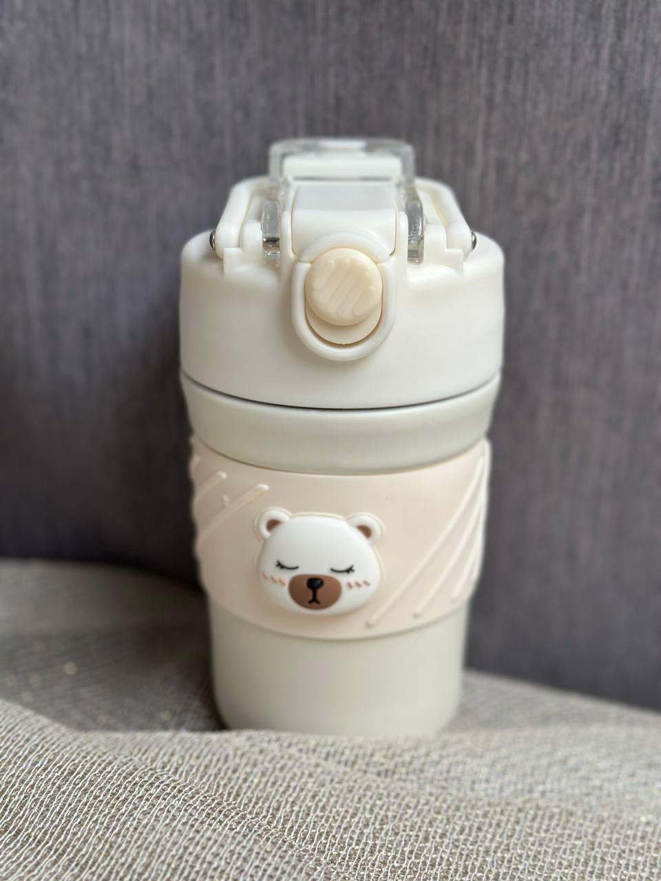 Термочашка Cute bear 9185-007 з трубочкою 420 мл Молочний (9185-007)