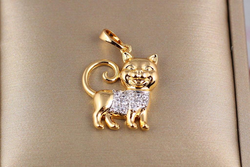 Кулон Xuping Jewelry Чеширский кот с родием 2 см Золотистый