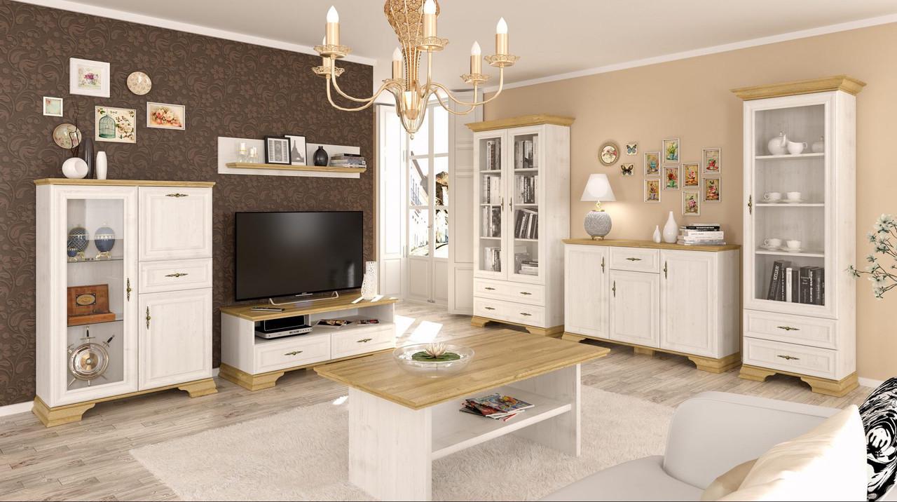 Пенал-вітрина Мебель-Сервіс 1В2Ш Ірис Андерсон пайн/Дуб золотий (27040262) - фото 3 Пенал-вітрина Мебель-Сервіс 1В2Ш Ірис Андерсон пайн/Дуб золотий (27040262) - фото 3