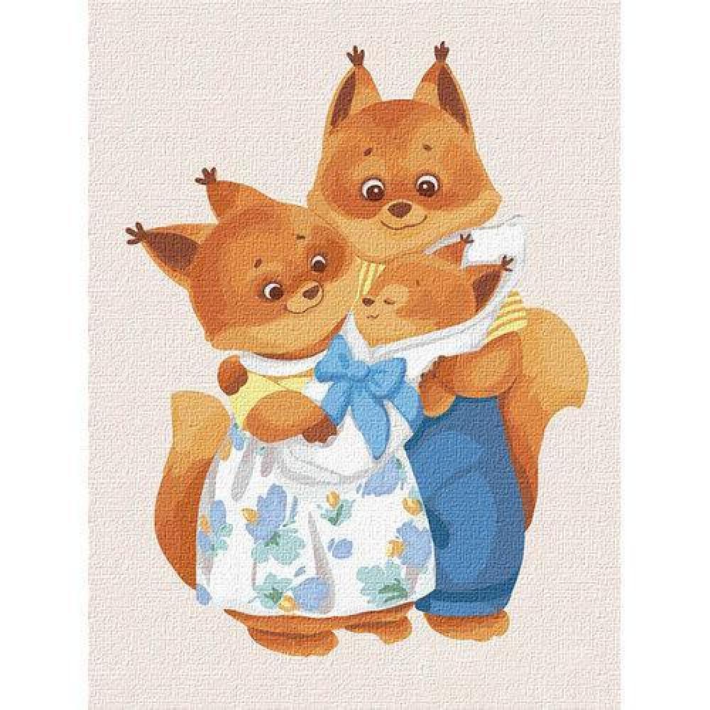 Картина по номерам Идейка Маленькая семья белочек София Никулина КНО4220 холст на подрамнике 30x40 см (1441007907)
