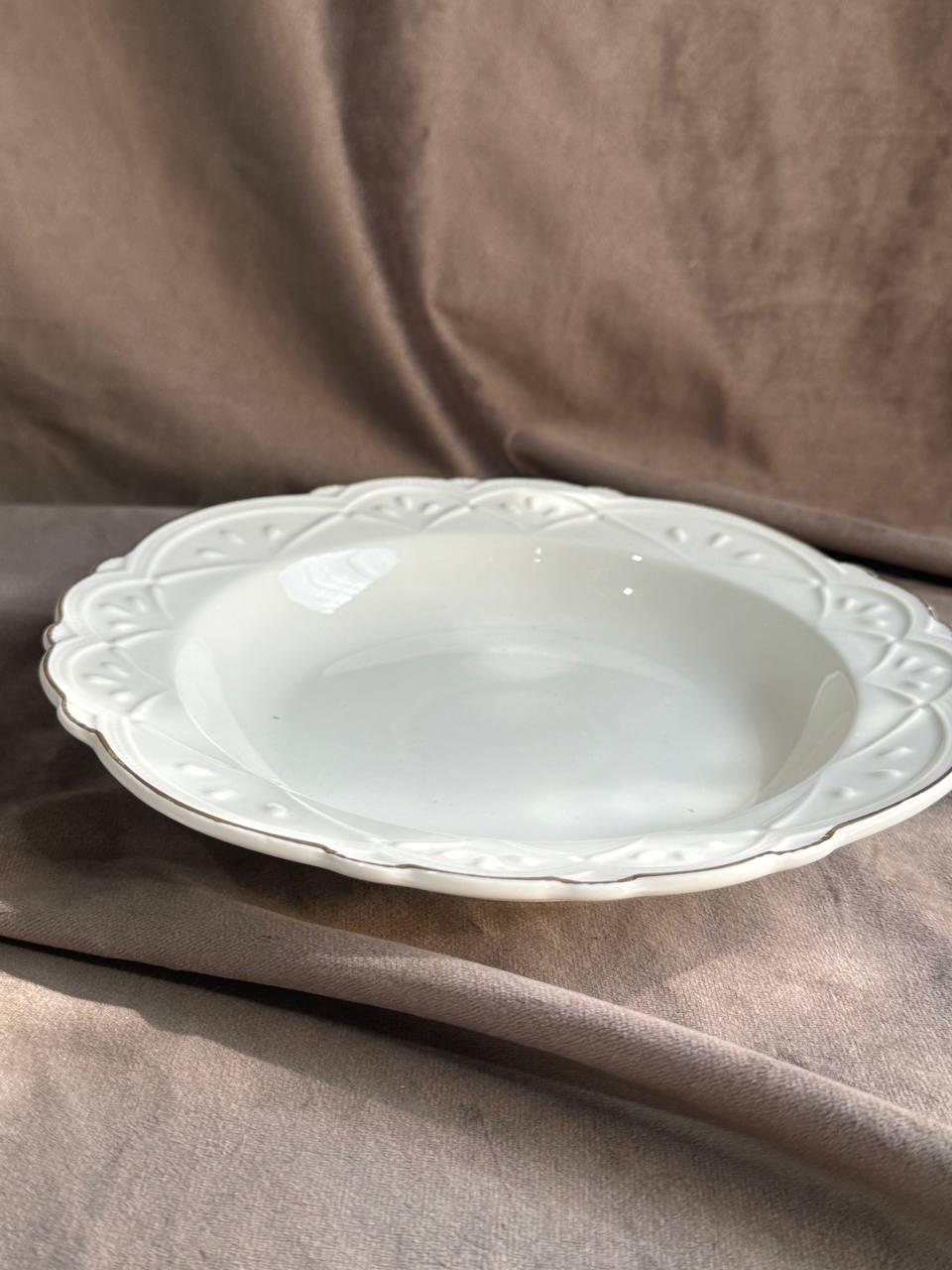 Тарілка супова YIWU HP-20-38 керамічна 22 см Білий (HP-20-38)