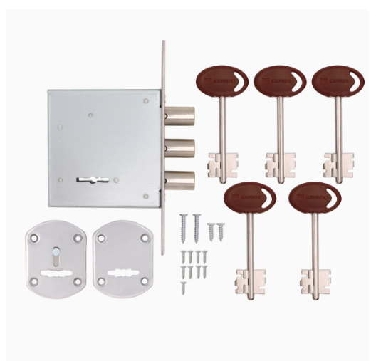 Замок врізний сувальдний Шерлок 5 ключів бексет 51 мм 3 ригеля/13,8 мм додатковий (10.01)