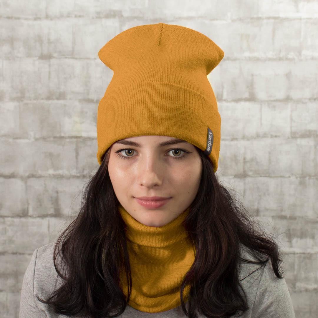 Комплект шапка со снудом КАНТА р. 50-60 Горчичный (OC-751)