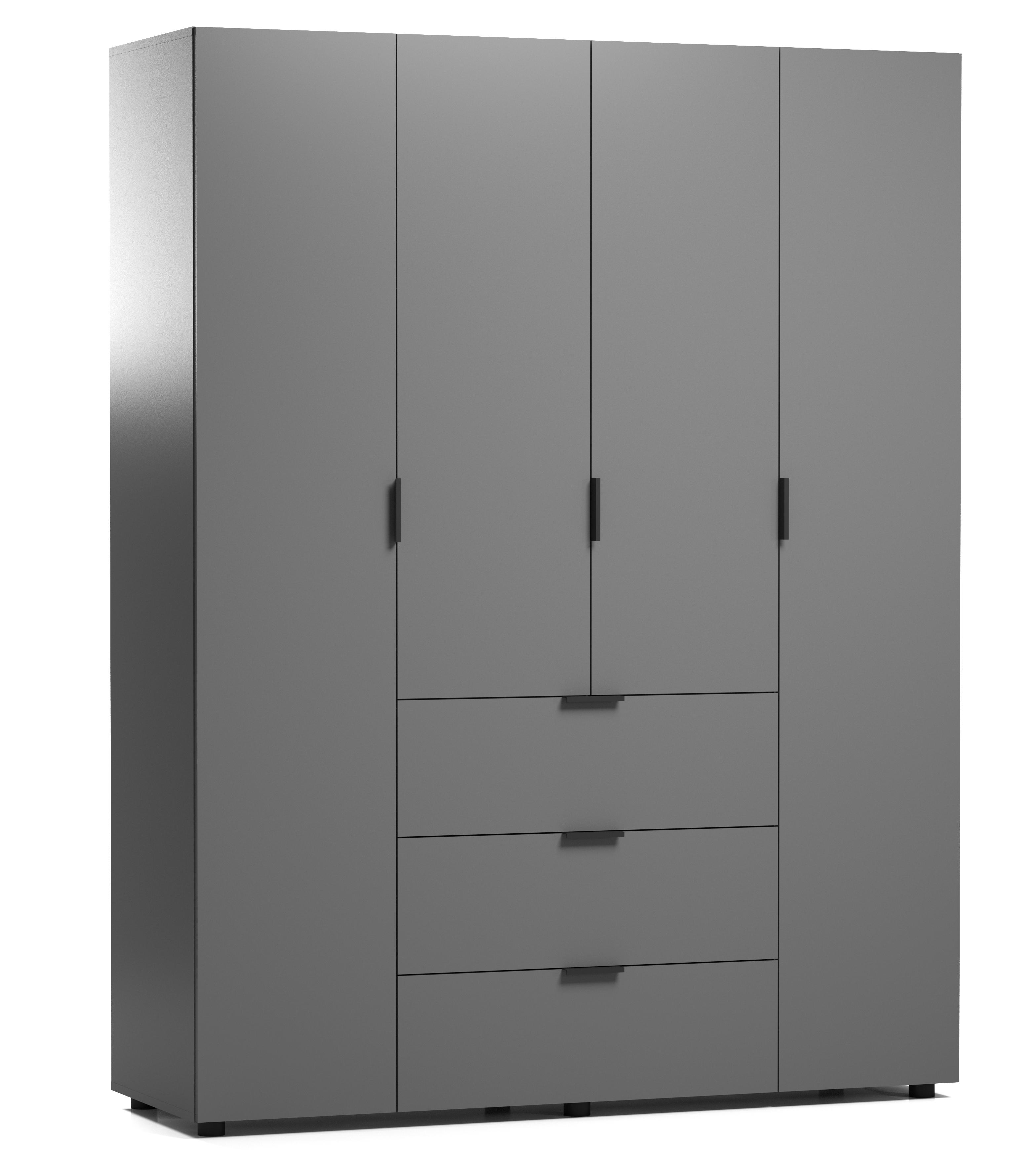 Шкаф для одежды Тина 4-х дверная с ящиками Orange-Line Серый графит (408875)