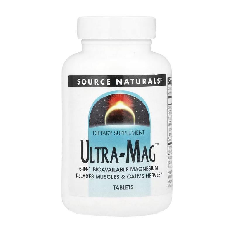 Комплекс магнію цитрат гліцинат малат з вітаміном B6 Source Naturals Ultra-Mag 30 табл.