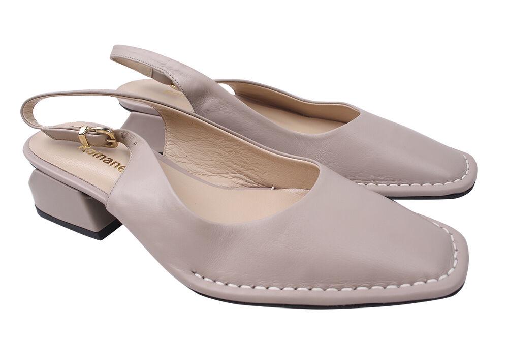 Туфли женские Romanelli из кожи на низком каблуке с открытой пятой р. 39 Бежевый (97-20LT)