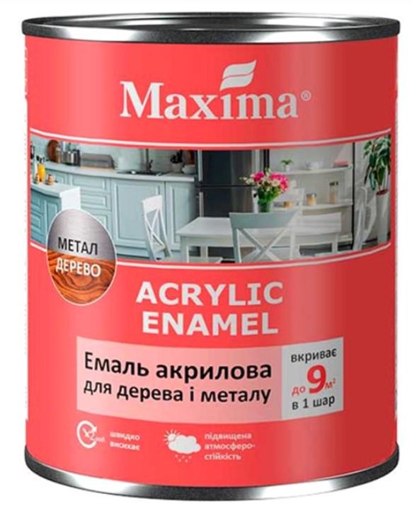 Эмаль акриловая шелковисто-матовая Maxima для древесины и металла 0,75 л Пепелный (100013271)