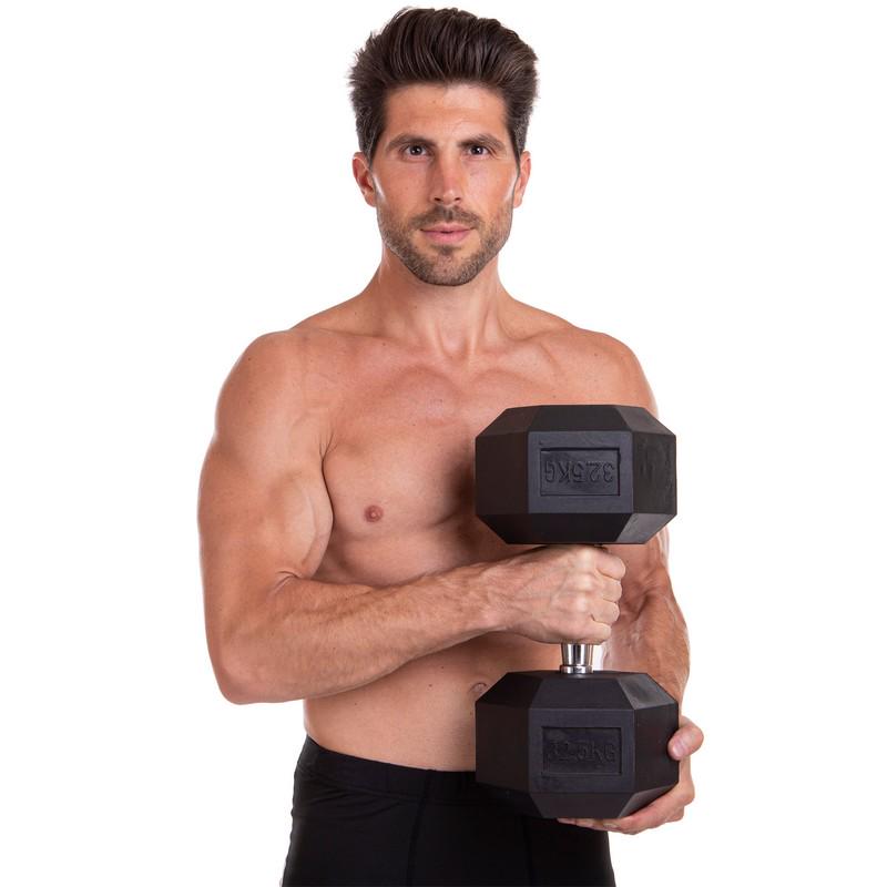 Гантель цільна TA-2679 шестигранна 32,5 кг Чорний (56363153) - фото 5