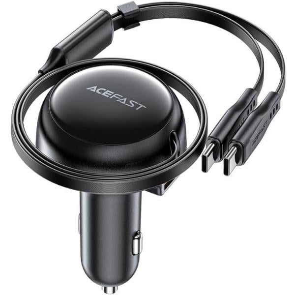 Зарядка в авто Acefast B13 3xUSB 53 Вт поддержка PD3,0 и QC4,0 кабель 0,85 м в Черный (621725)