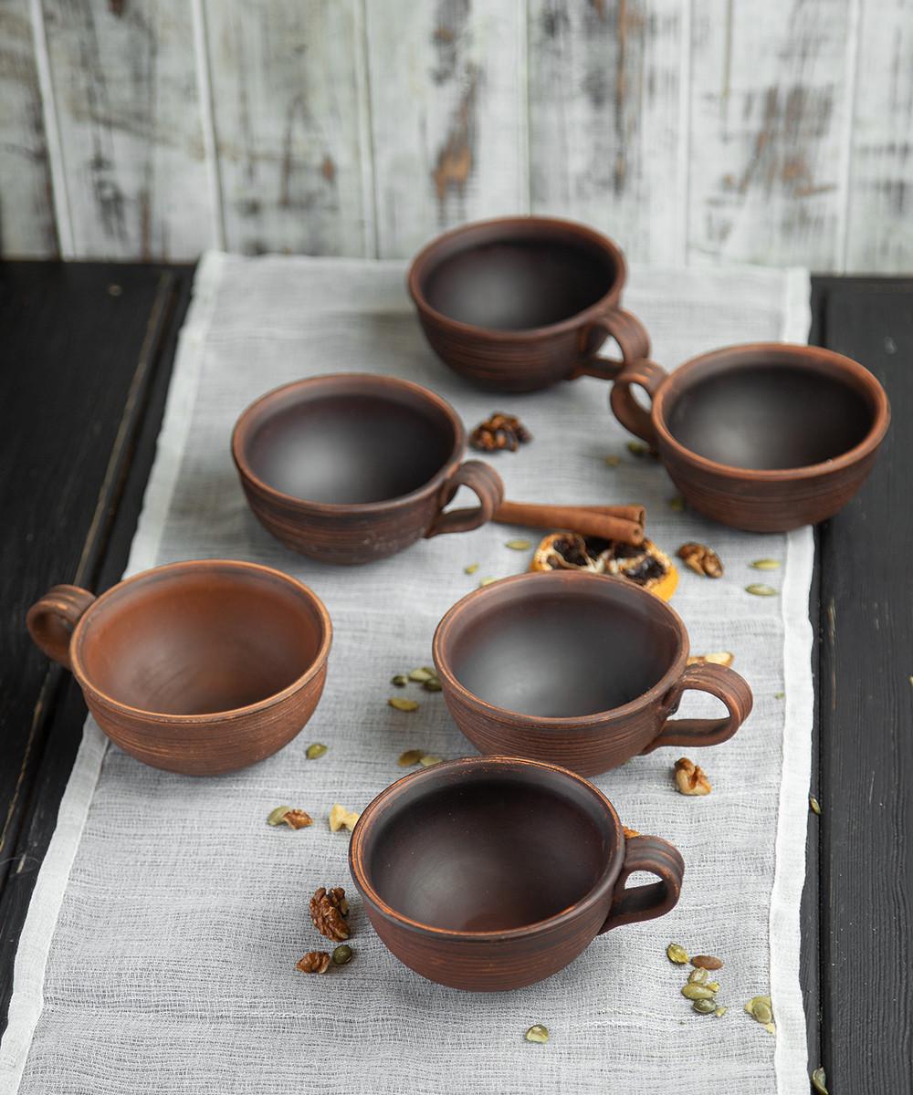 Набор чашек Винт красная глина ручная работа 200 мл 6 шт. (1370-6)