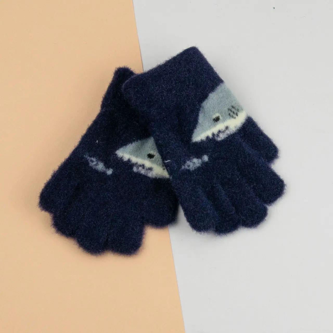 Детские перчатки 4-7 лет размер 14 Сине-голубой (24-25-110)