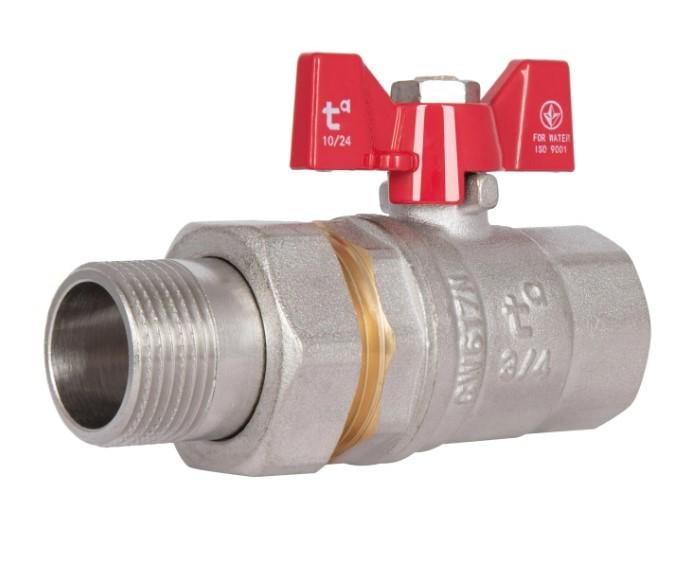 Кран шаровой с американкой Thermo Alliance Standart 3/4" ВН прямой PN40 бабочка (SD220W20)