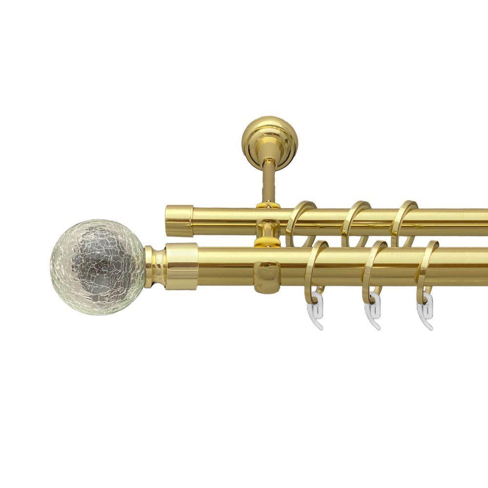 Карниз металлический Orvit Сепия двухрядный открытый/гладкая труба/кольцо фасонное металлическое Золото 25/19 мм 160 см (7035579)