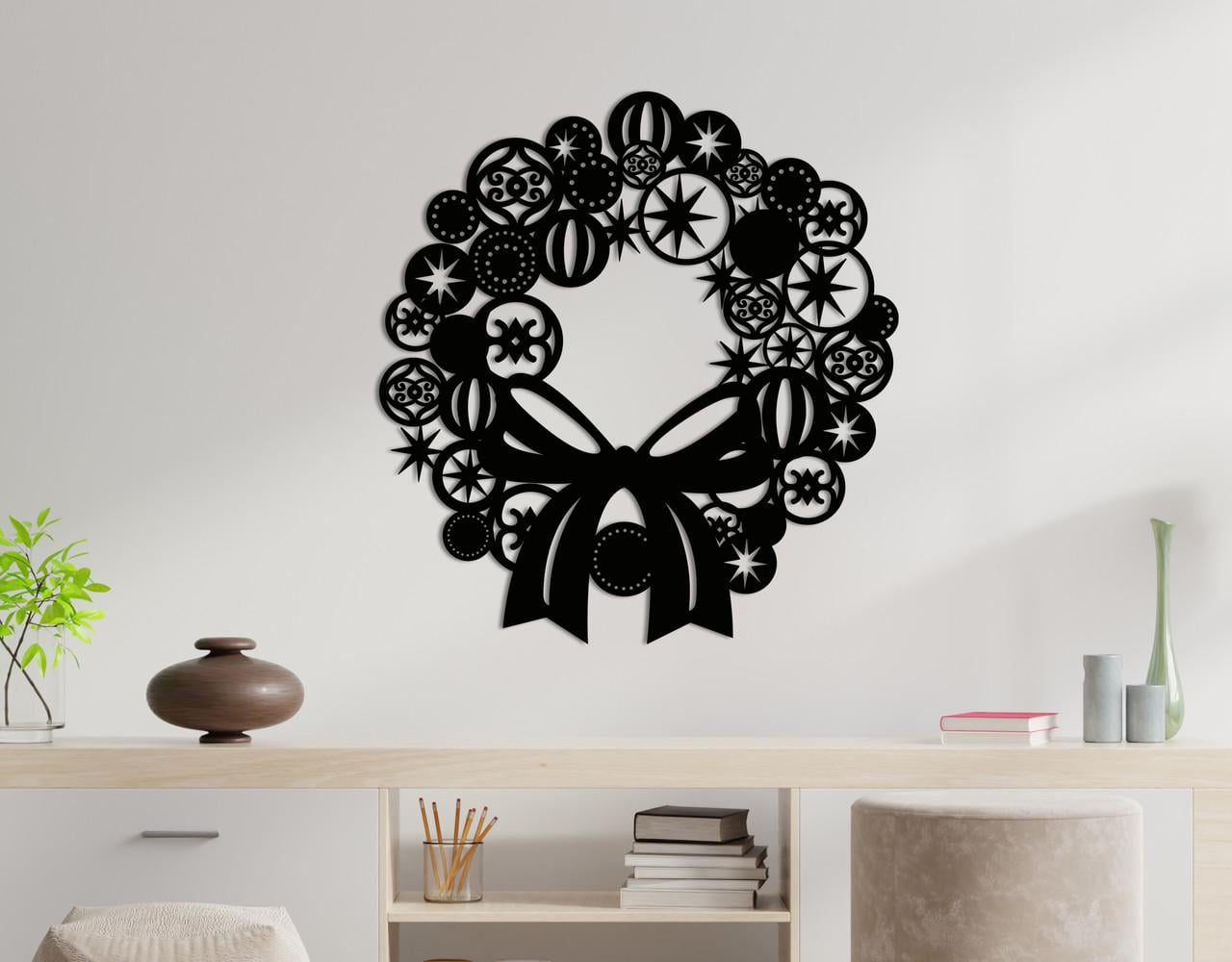 Панно на стену из дерева декоративное Upwood Decor Wreath 70x74,2 см Black (1580082392)