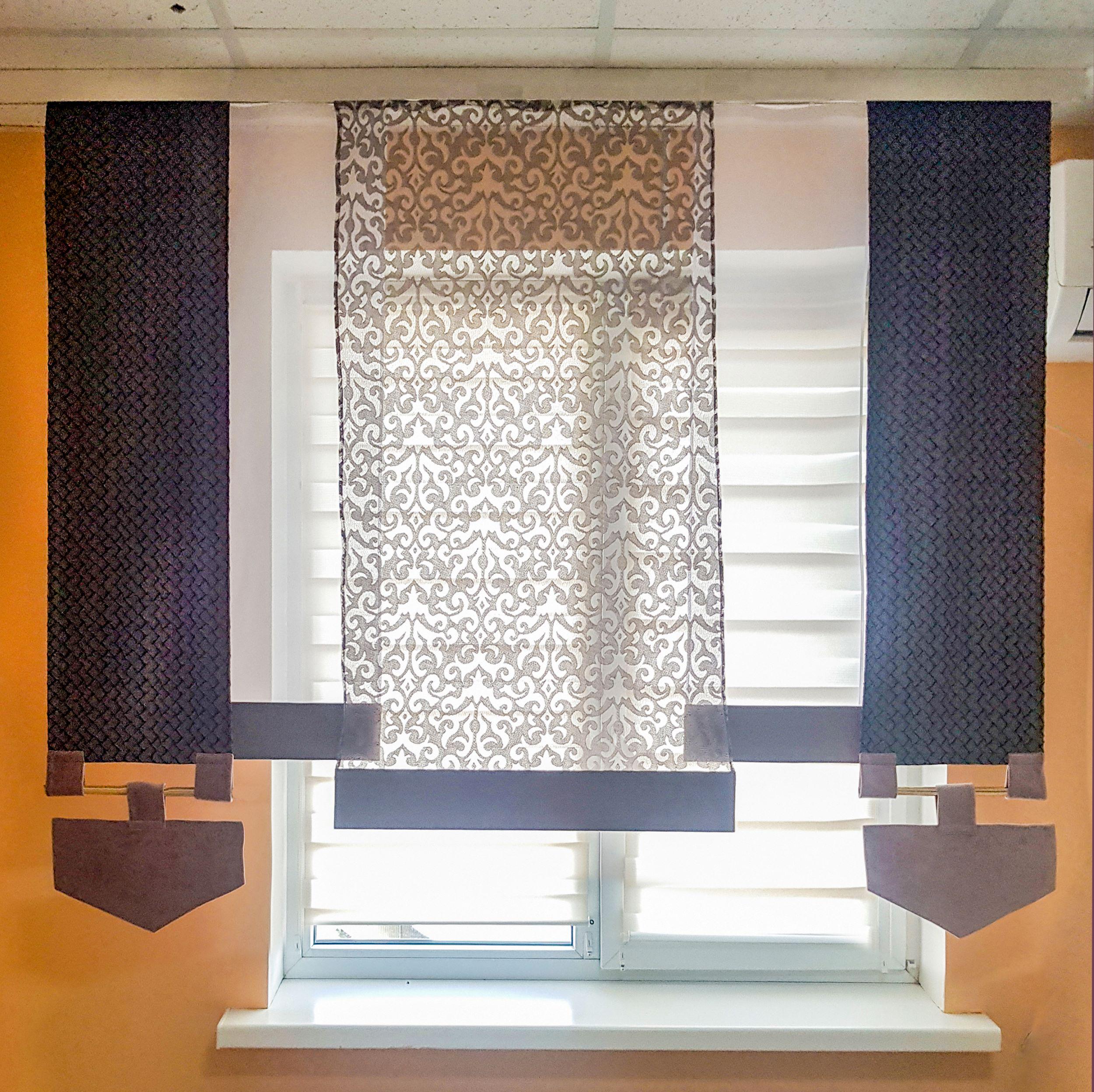 Комплект панельних фіранок Firanka Дамаск 5 шт. карниз 185 см Серый (10_9п)