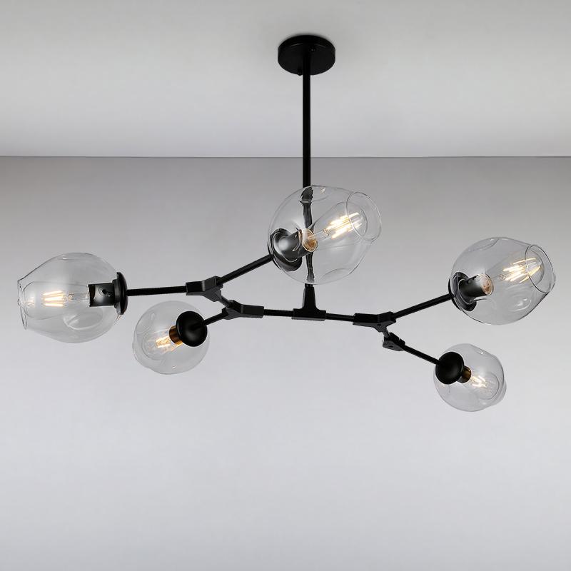 Люстра подвесная молекула Light House LS-15226-5 BK+CL на пять ламп Черный