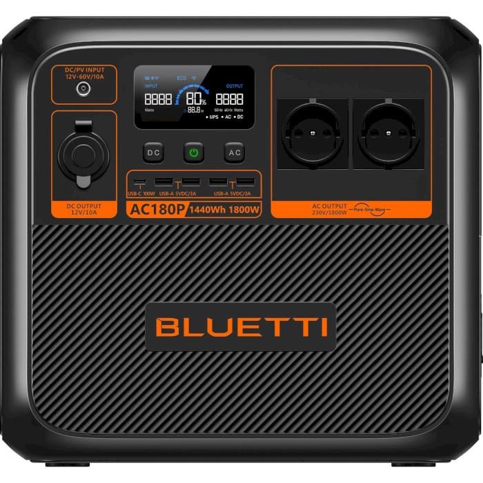 Зарядна станція портативна Bluetti AC180P LiFePO4 1440Wh 1800 Вт бездротова зарядка 15W Black (623892)