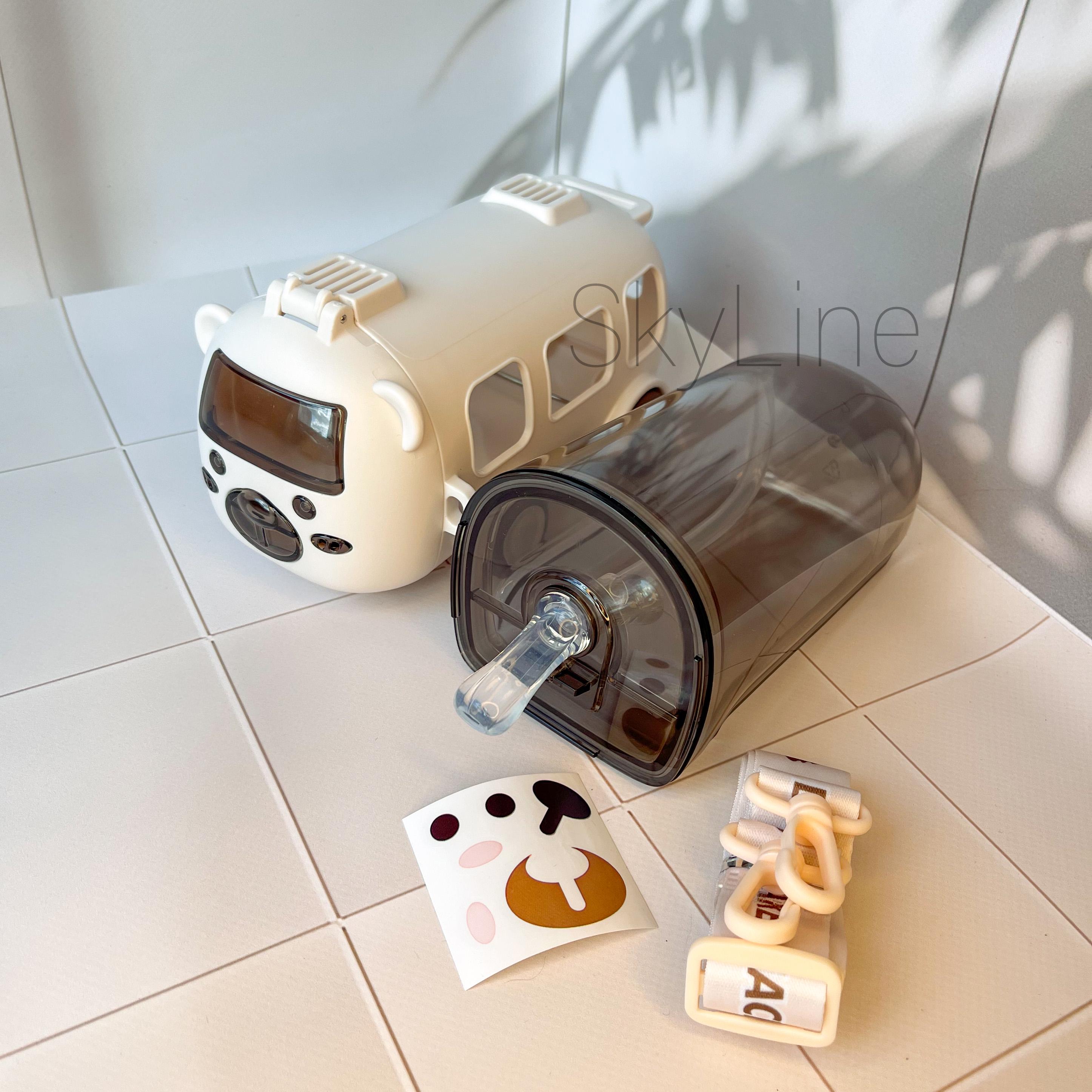 Детская бутылка автобус для воды Ardesto Bear Bus со шнурочком и наклейками 500 мл Бежевый - фото 2