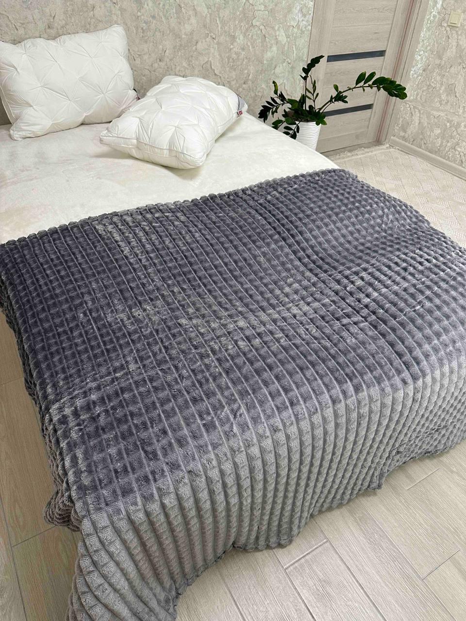 Плед плюшевий євро 200х215 см Сірий (Д-plkrokEV-008)