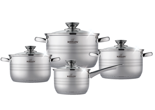 Набор кастрюль с ковшом Bohmann из нержавеющей стали 8 пр. (BH 1528)
