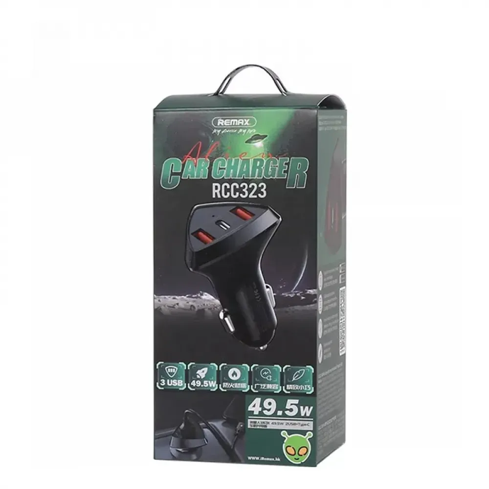 Зарядное устройство для авто Remax RCC 323 Alien III Series 2USB USB Type-C Черный (6954851256670) - фото 2