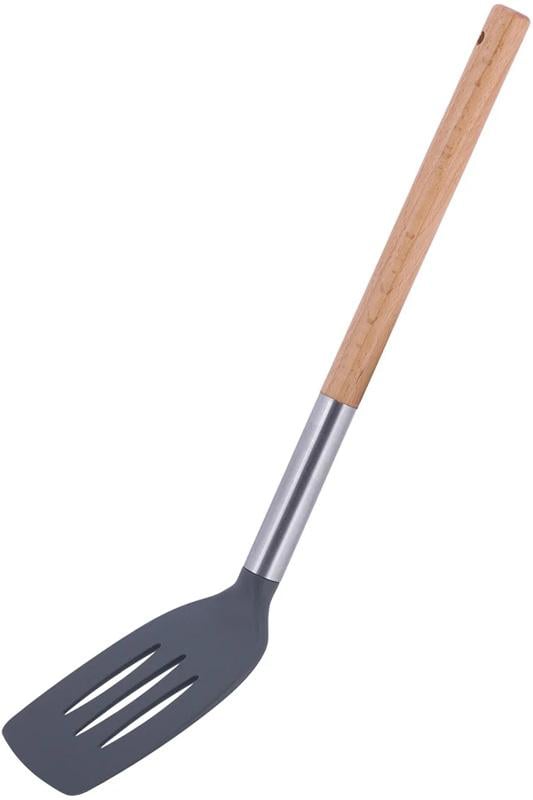 Лопатка Kamille Chantal 35 см нейлонова з прорізами з дерев'яною ручкою (KM-8850)