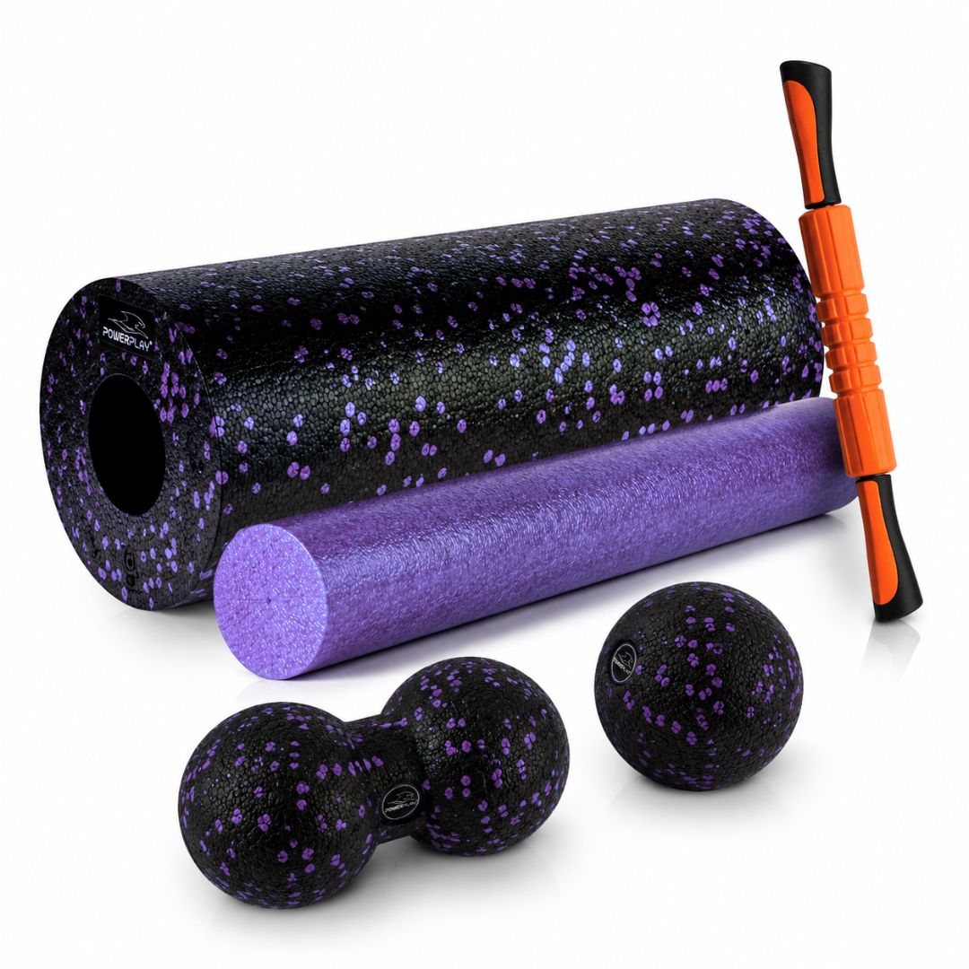 Набір масажний PowerPlay PP 4015 EPP Foam Roller Set4in1 2 роли/2 м'ячі Чорно-фіолетовий