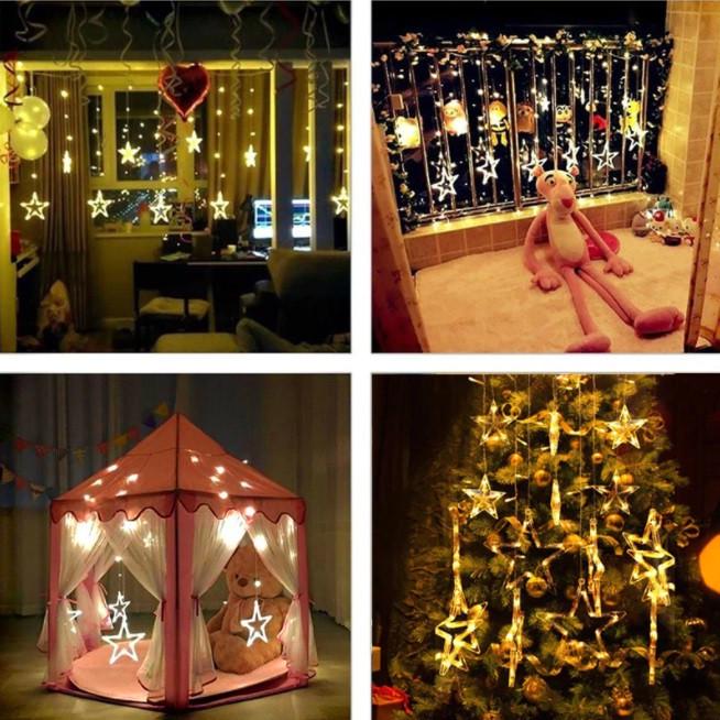 Гірлянда світлодіодна Зірки новорічна від мережі з пультом керування теплий білий 12 ламп 3 м (1080) - фото 10