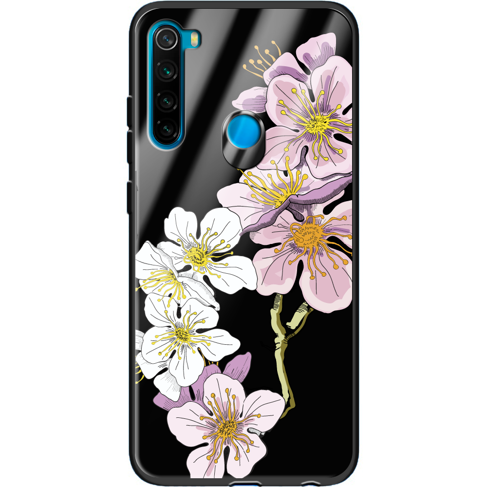 Чехол Boxface Xiaomi Redmi Note 8 Cherry Blossom Черный силикон со стеклом (38214-cc4-38351)