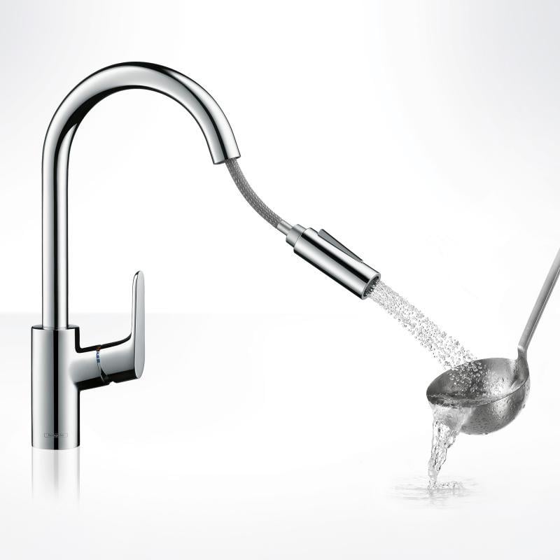 Cмеситель для кухни Hansgrohe FOCUS 73880000 с видвижной лейкой Хром (71911) - фото 3