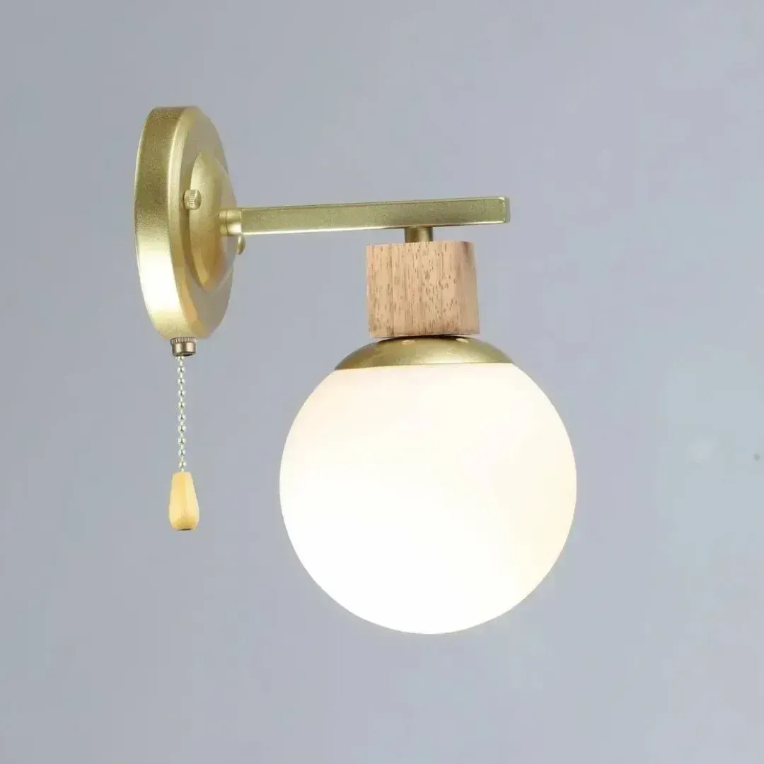 Бра настінне Valeso з дерев'яним декором Е27 IP20 B NQ6625/1W Золотий (28689477)