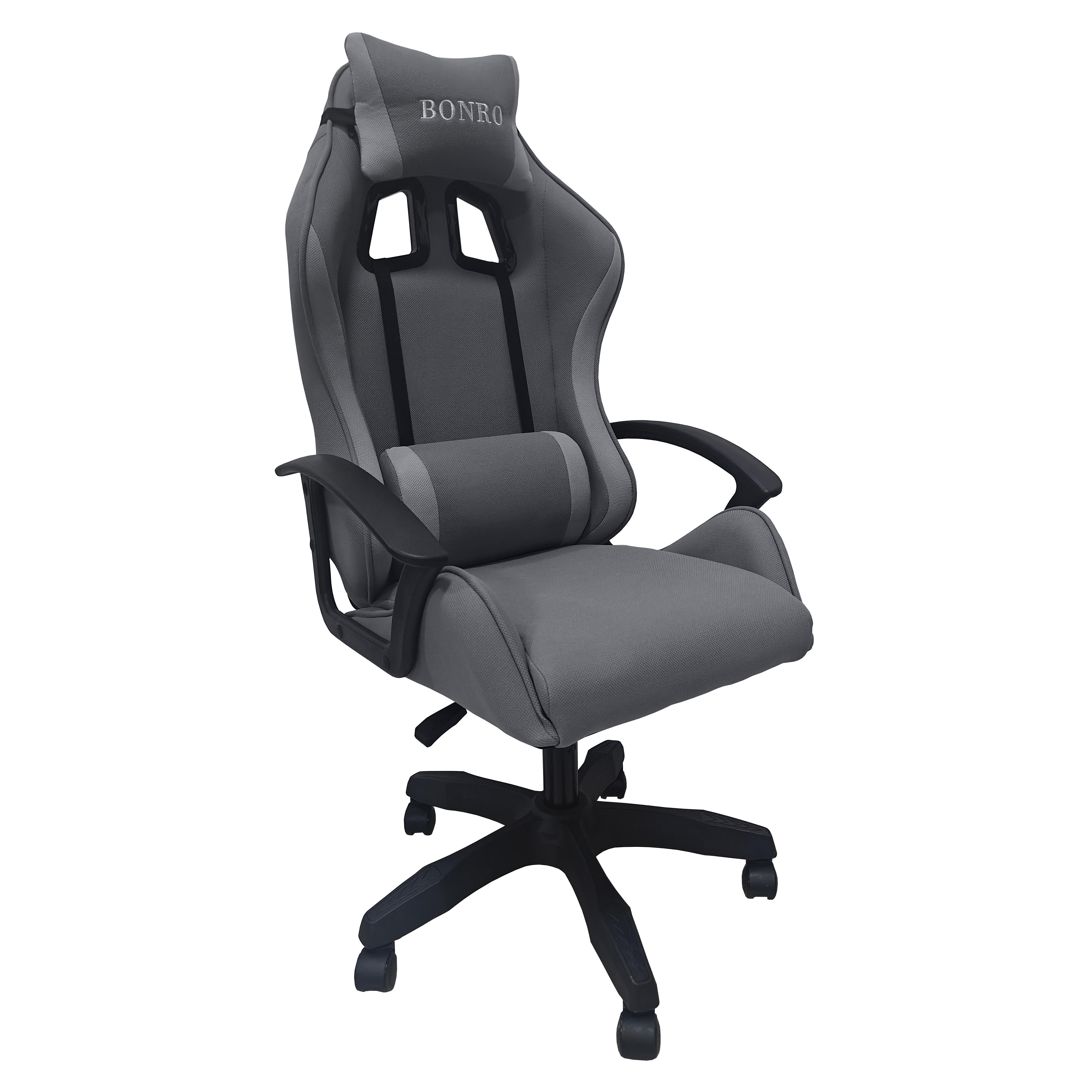 Кресло геймерское из ткани Bonro B-944 и 2 подушки Серый (42401104)