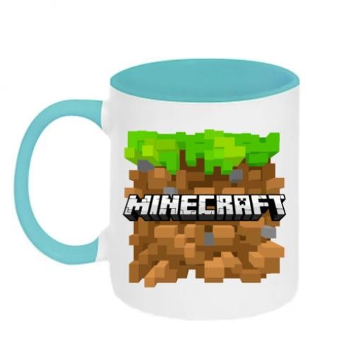Чашка двоколірна Minecraft Main Logo 320 мл Білий із блакитним (352292-64-39138)