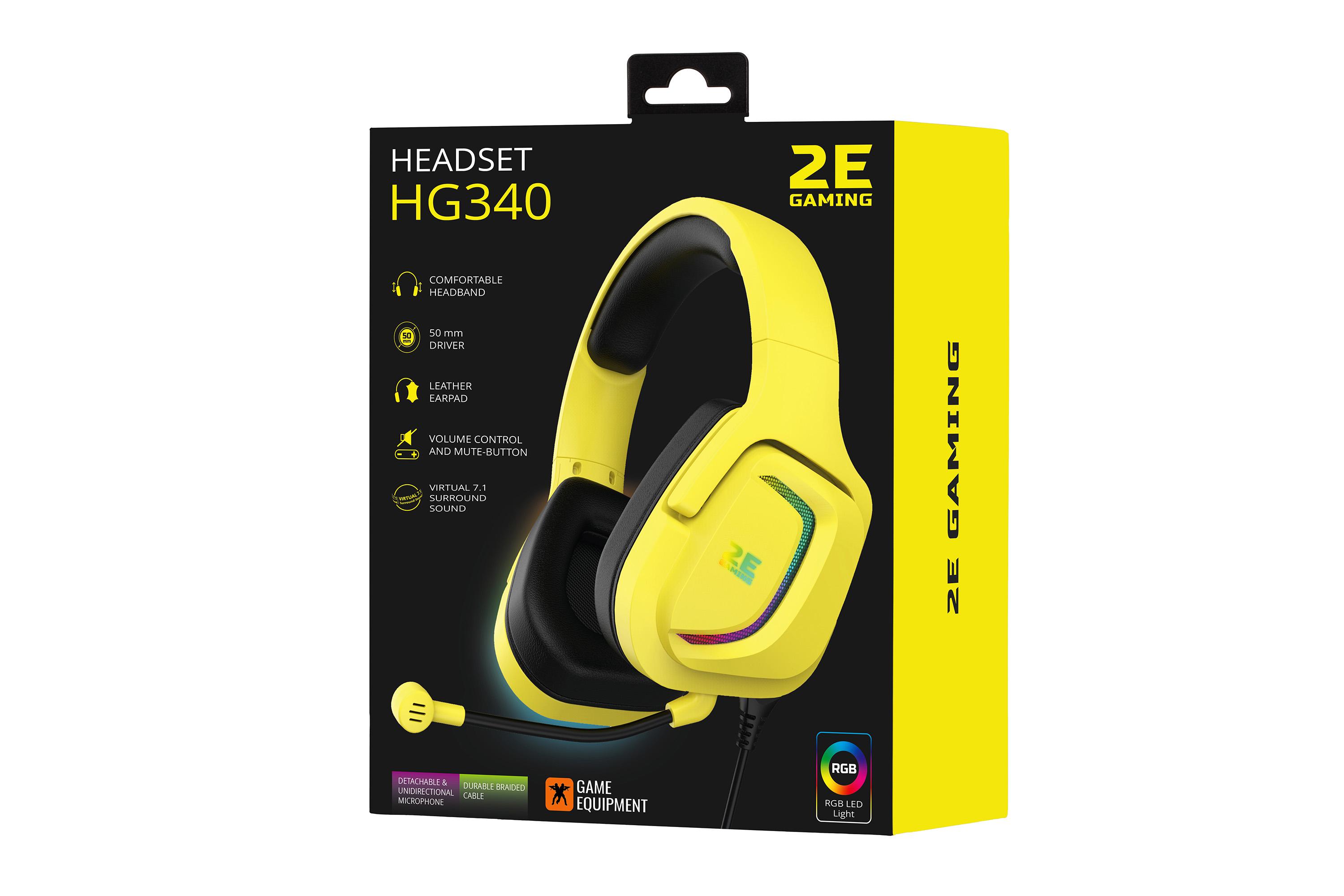 Гарнитура проводная геймерская 2E GAMING HG340 7.1 с подсветкой Желтый (2E-HG340YW-7.1) - фото 9 Гарнитура проводная геймерская 2E GAMING HG340 7.1 с подсветкой Желтый (2E-HG340YW-7.1) - фото 9