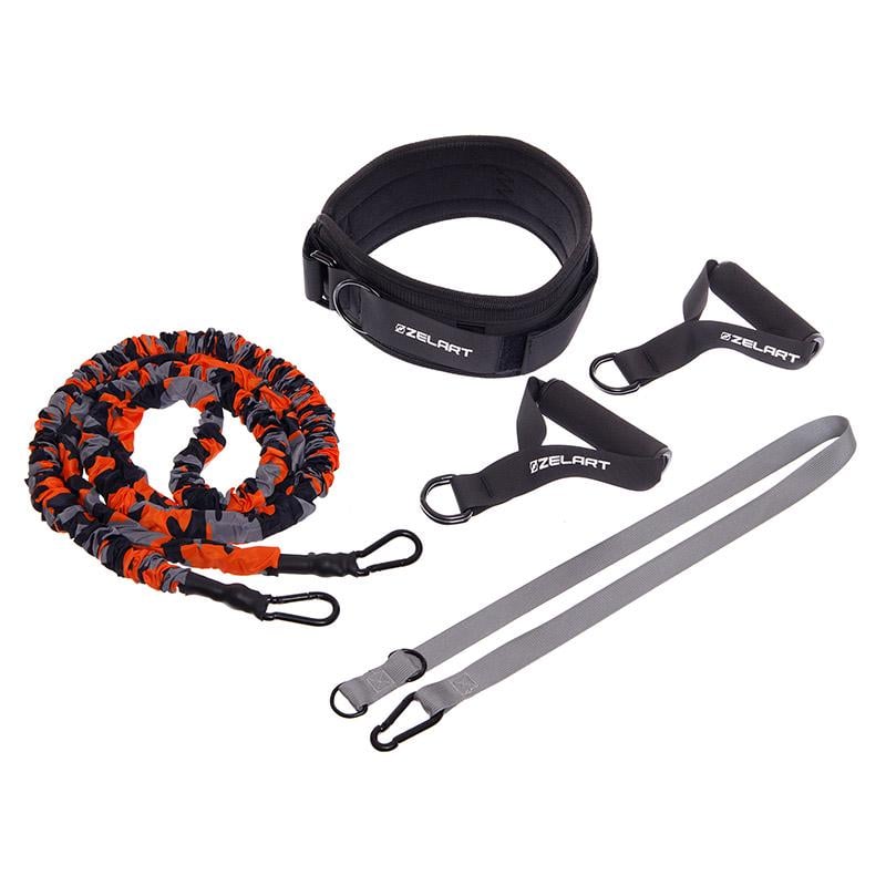 Поводок-амортизатор FI-7839-35 с лямками для силовых тренировок Оранжевый (56363225)