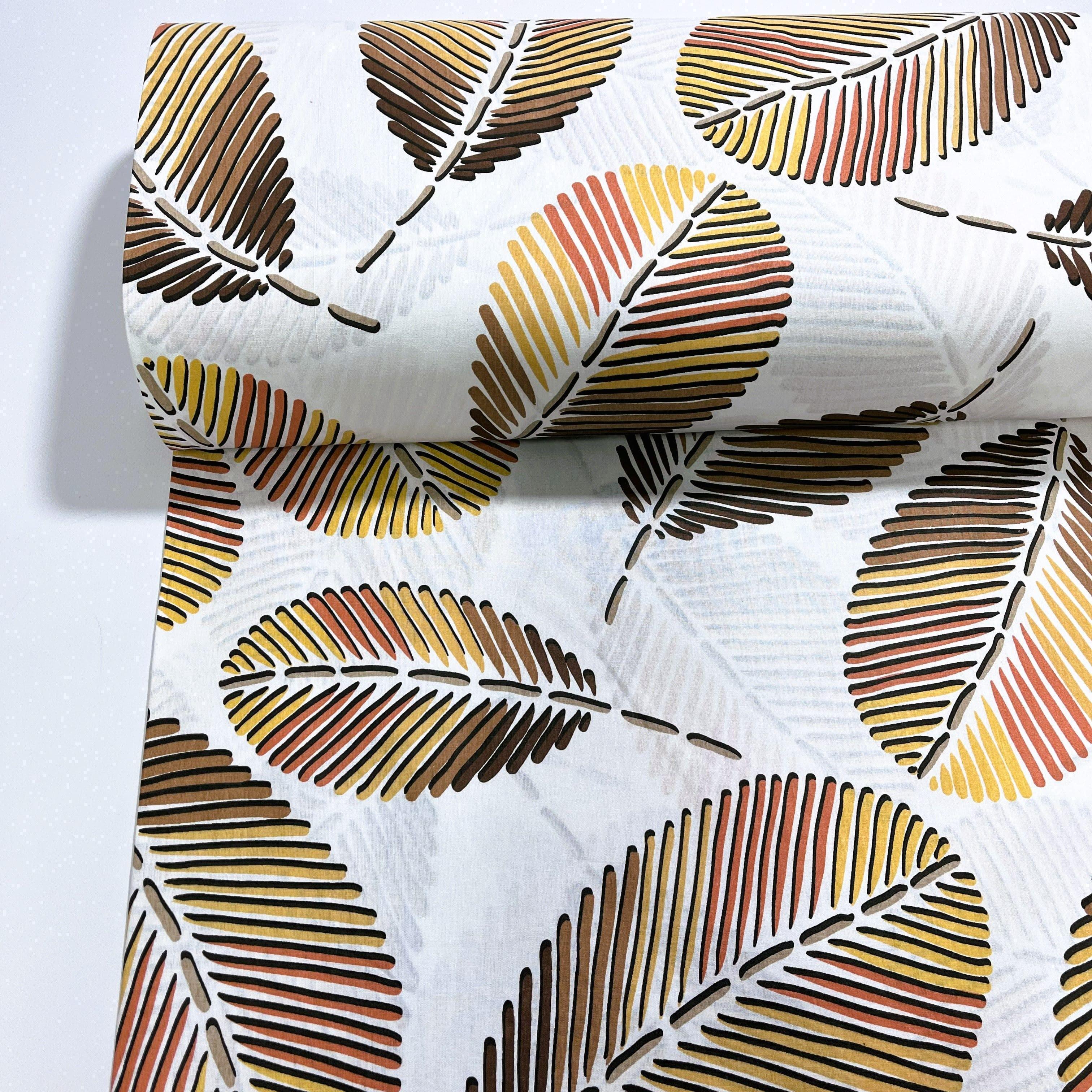 Ткань для постельного белья горчичная листва ранфорс 240 см Белый (G-8944/4)