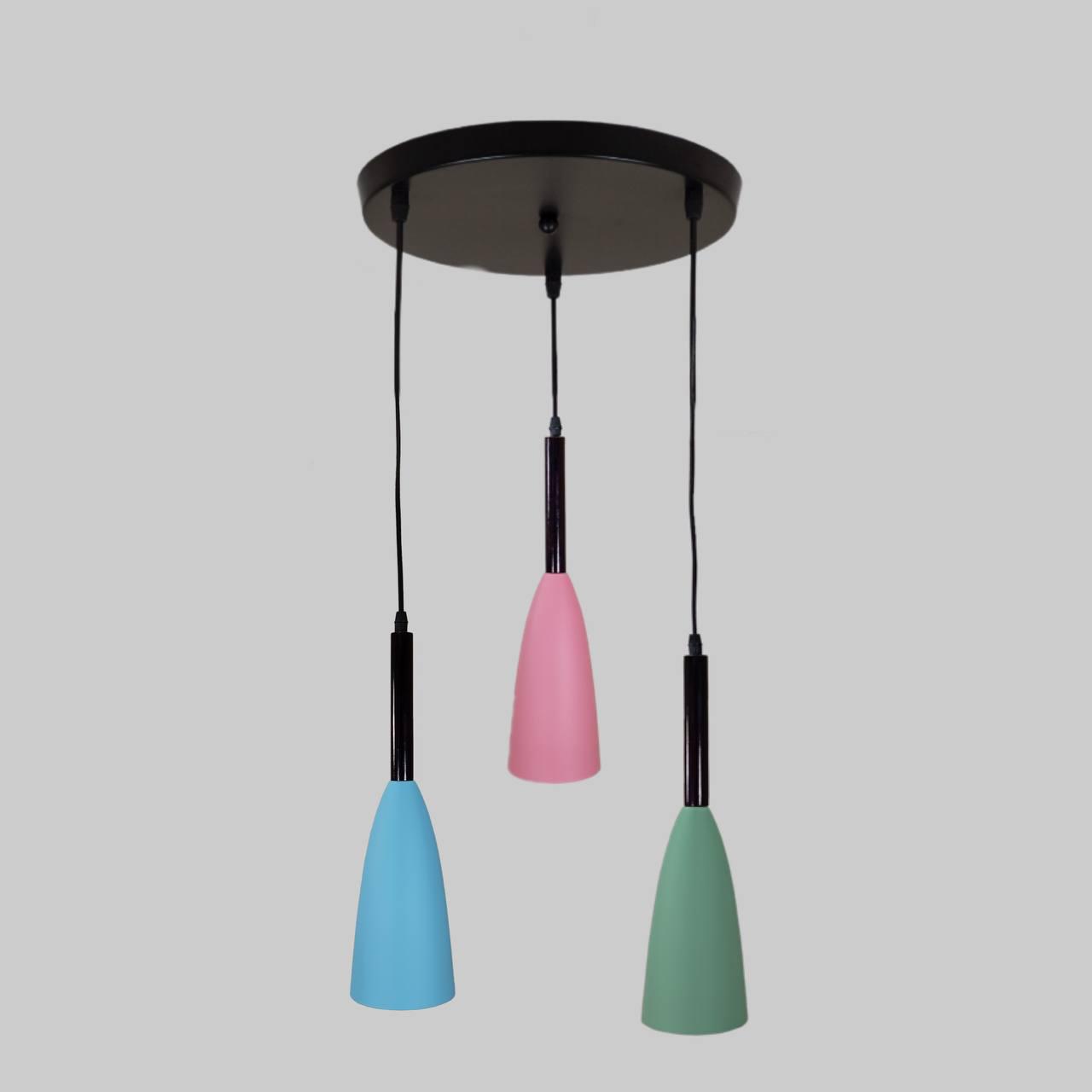 Люстра на 3 лампы Зеленый/Розовый/Голубой (910-RY635-3 multi)