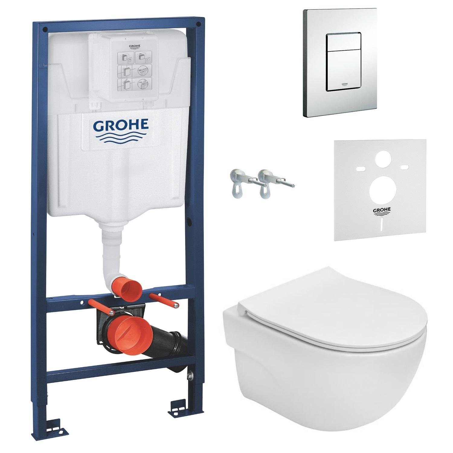Комплект инсталляции Grohe Rapid SL A34H242000+38772001+37131000 с унитазом кнопка Хром (71993)