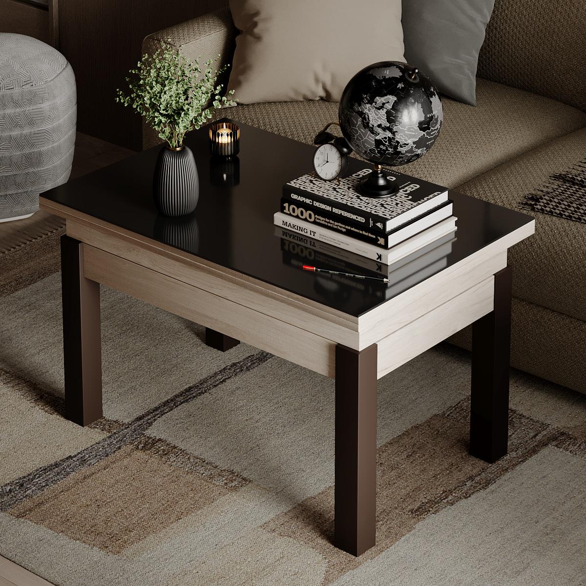 Журнальный стол-трансформер B-Fly Glass 900x554x600 мм Гикори Рокфорд светлый/Венге/Графитовое стекло (GATB10060600232) - фото 3 Журнальный стол-трансформер B-Fly Glass 900x554x600 мм Гикори Рокфорд светлый/Венге/Графитовое стекло (GATB10060600232) - фото 3