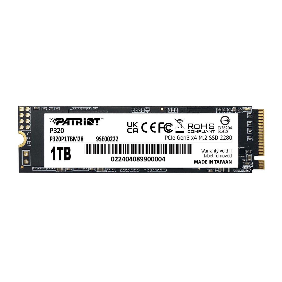 Накопитель SSD M.2 Patriot P320 1 Тб NVMe 2280 Gen3.0 x4 3D TLC (34602466)