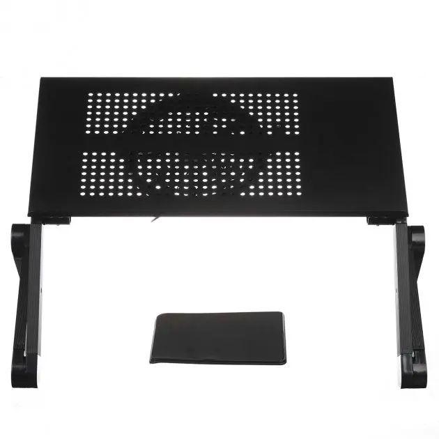 Столик для ноутбука Laptop Table T6 настільний з регулюванням нахилу алюмінієвий 48х27х47,5 см Чорний