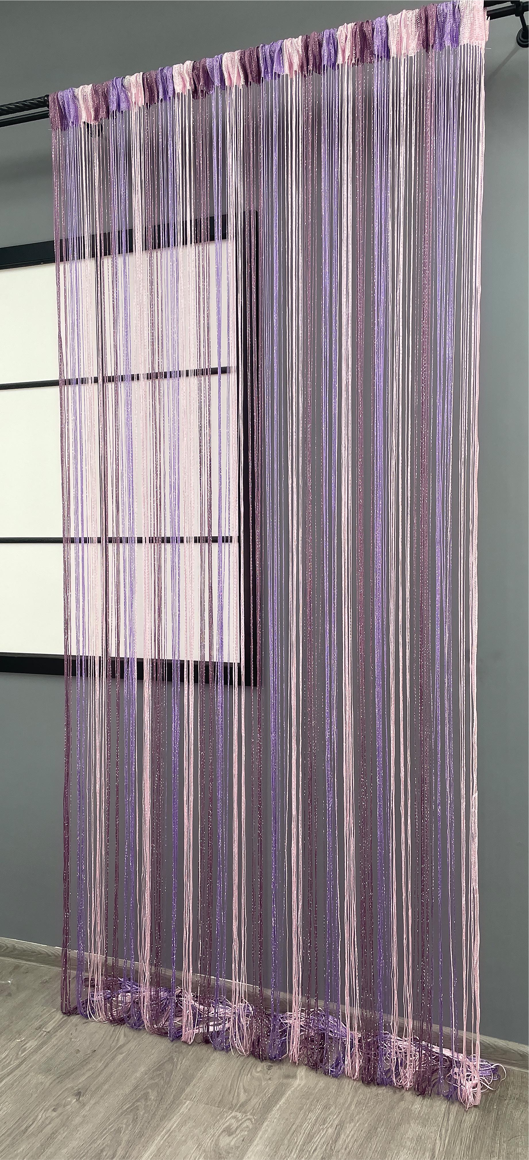 Шторы-нити с люрексом 300х300 см Малиновый с сиренево-розовым (61-075) - фото 4