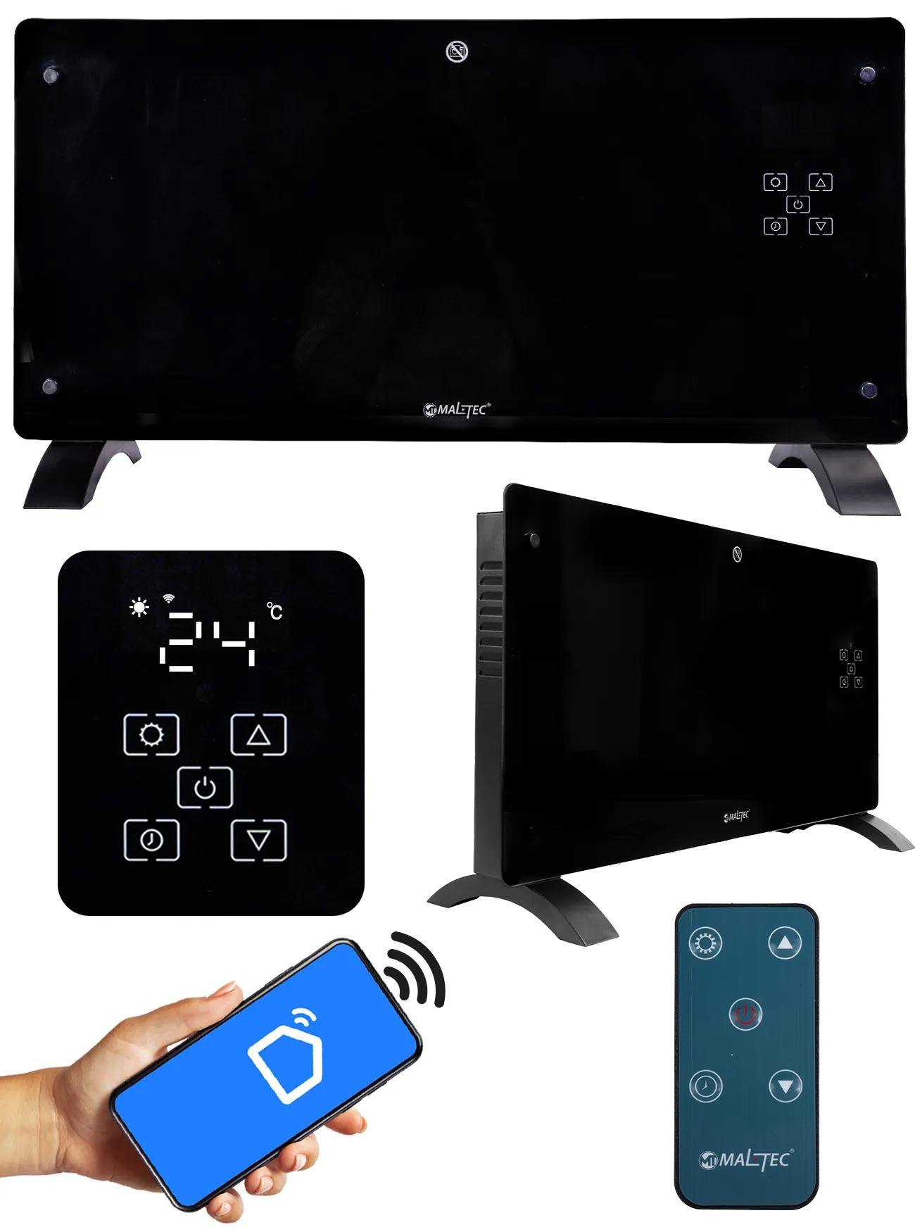 Обігрівач скляний конвекційний Maltec Eco з термостатом та пультом 2000 Вт (CH7000) - фото 2