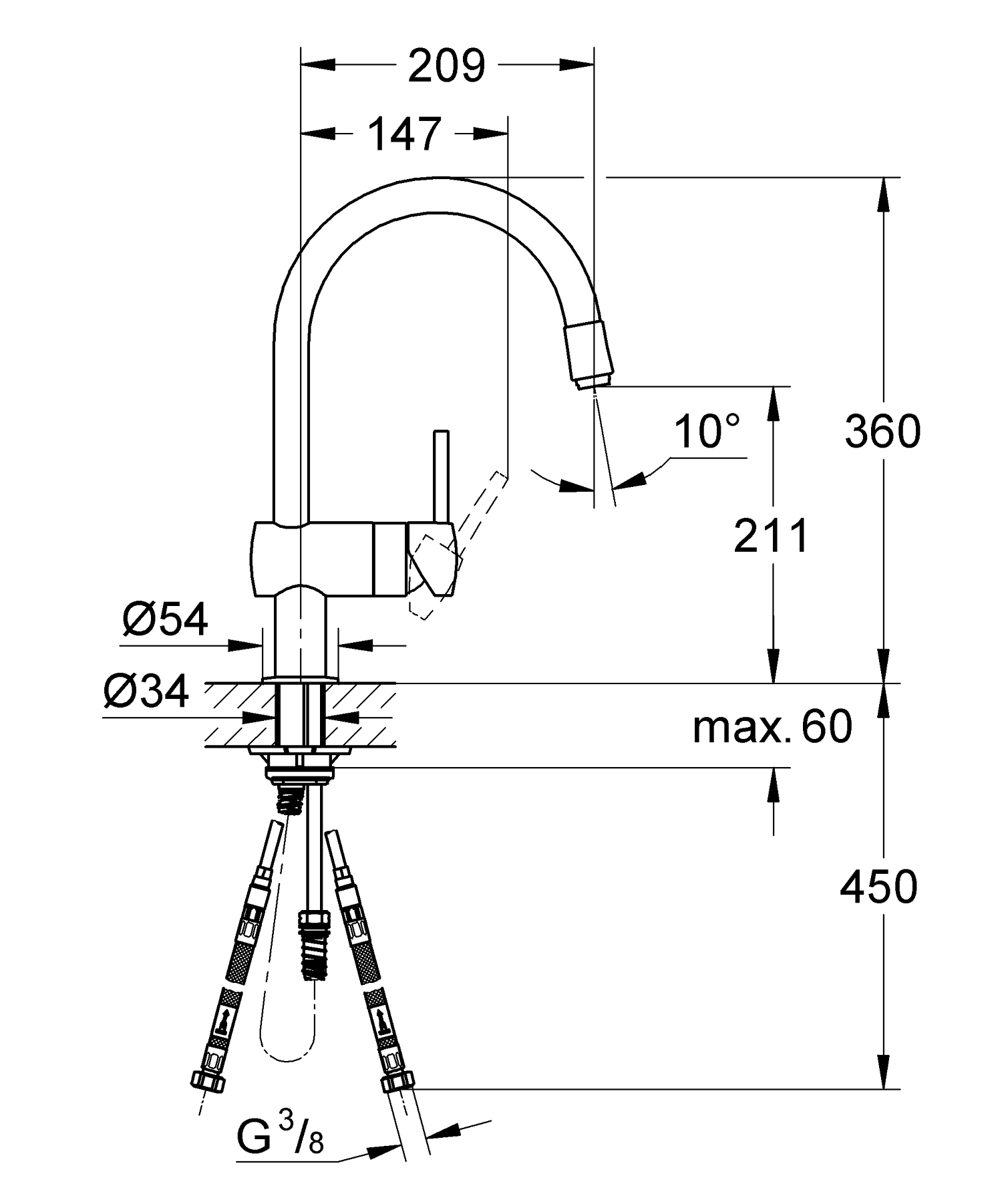 Змішувач для кухні Grohe Minta з висувним виливом(32918000) - фото 4 Змішувач для кухні Grohe Minta з висувним виливом(32918000) - фото 4