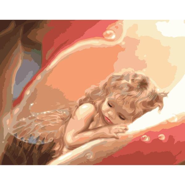 Картина по номерам Strateg Ангелы Ангелочек 40х50 см в термопакете (VA-1093-mt)