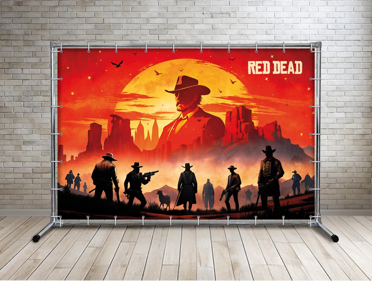 Баннер для фотозоны Игровые Герои 21 Red-Dead 2х3 м (0065) - фото 2