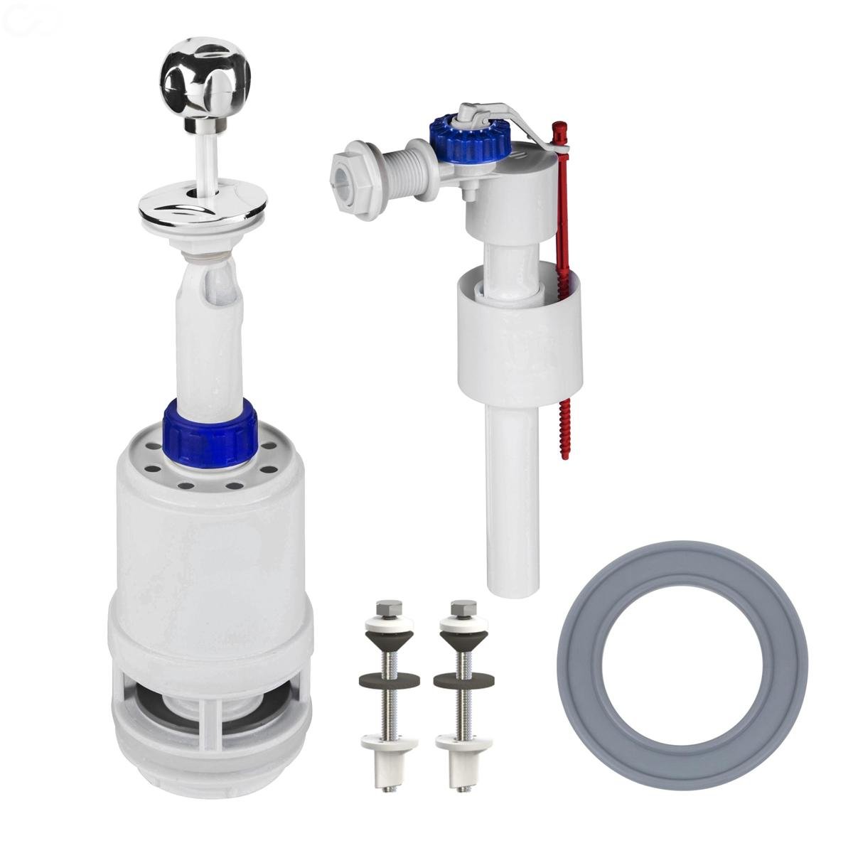 Комплект арматуры для сливного бачка с боковой подачей воды SoloPlast 1/2″ и рычагом слива вверх АБУ-20 (000029179)