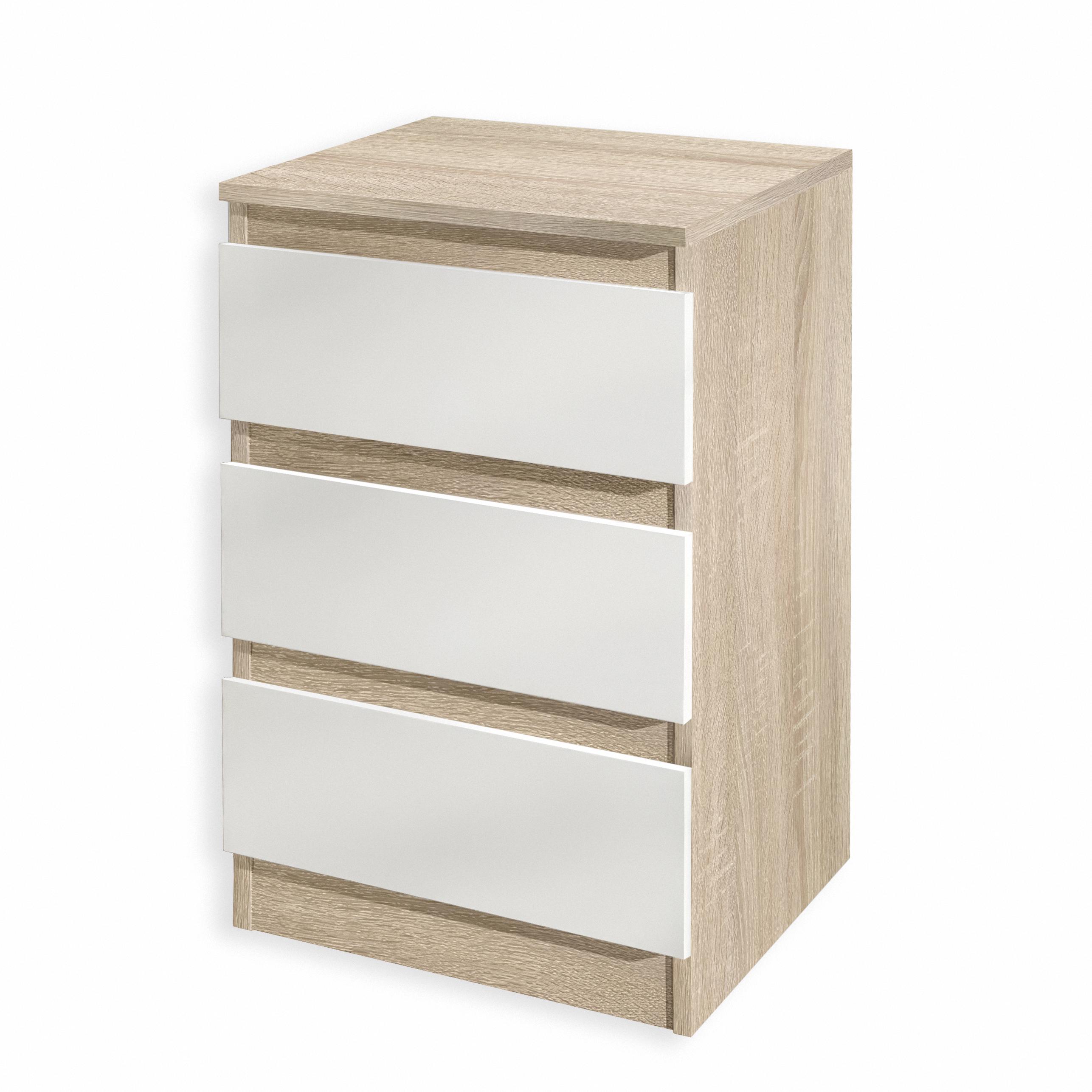 Тумба прикроватная на 3 ящика FT-216 400x398x758 мм Дуб Сонома/Белый - фото 2