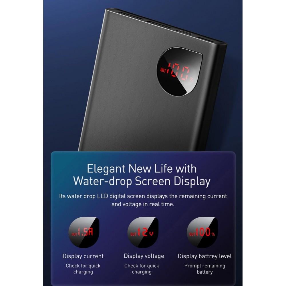Повербанк BASEUS Adaman Metal Digital Display QC 22.5W 10000 mAh Black (25397390) - фото 3 Повербанк BASEUS Adaman Metal Digital Display QC 22.5W 10000 mAh Black (25397390) - фото 3
